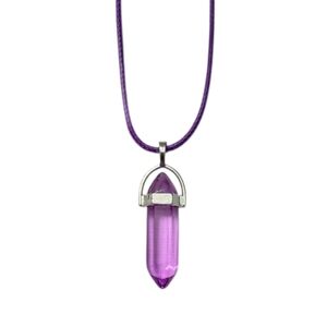 Natural‎ Stone Light Purple Ameyst Hexagonal Chakra Healing Pendant Necklace